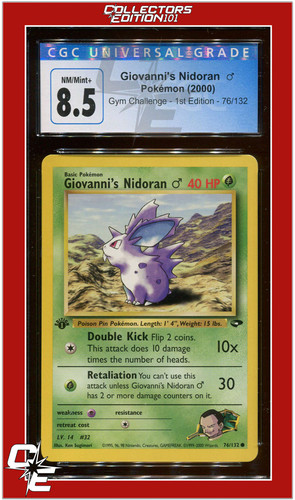Giovanni's Nidoran ♂ (1st Edition) graded CGC 8.5 for sale on eBay