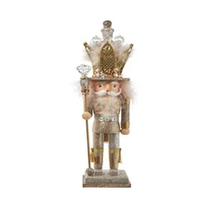 Kurt Adler Hollywood Platinum and Gold Glittered Christmas Nutcracker 16 Inch