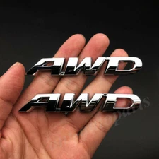 2pcs Metal Chrome AWD Car Trunk Rear Side Emblem Badge Decal Sticker V6 4X4 4WD