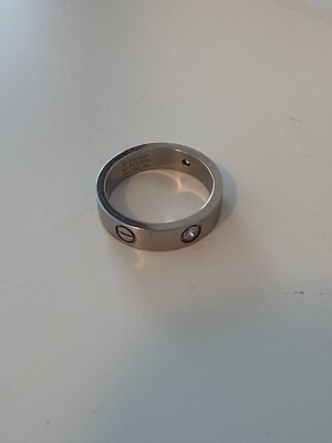 Cartier Love Ring 3 Diamonds 18K 750 White Gold 62mm CRB4032562 Size 10 0.22 CTW