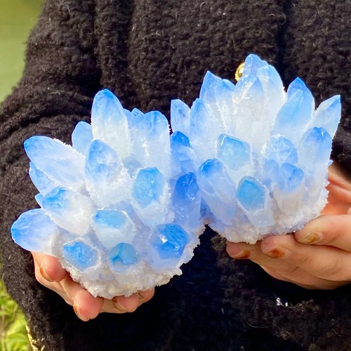2.07LB eatiful blue Tibetan Ghost phantom Quartz Crystal Cluster Specimen - 第 6/13 張圖片