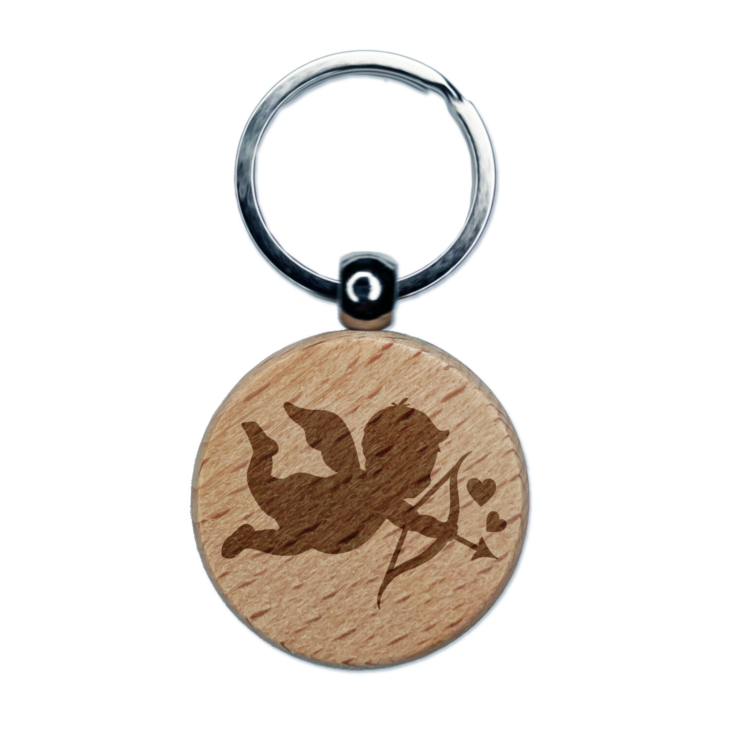 Cupid Arrow Heart Valentine Engraved Wood Keychain
