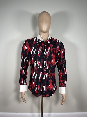 Edwing D  Angelo Button Up Shirt Long Sleeve Red Black Men s Size M