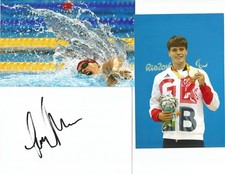 SWIMMING: TOM HAMER SIGNED 6x4 WHITECARD+2 RIO 2016 UNSIGNED PHOTOS+COA
