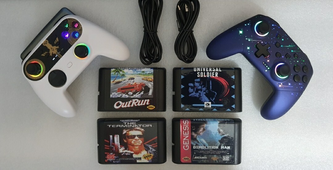 Lot de 4 Jeux Megadrive 🤩DEMOLITION MAN, Rep JAP/EU + 2 Manette LED Pro Zelda