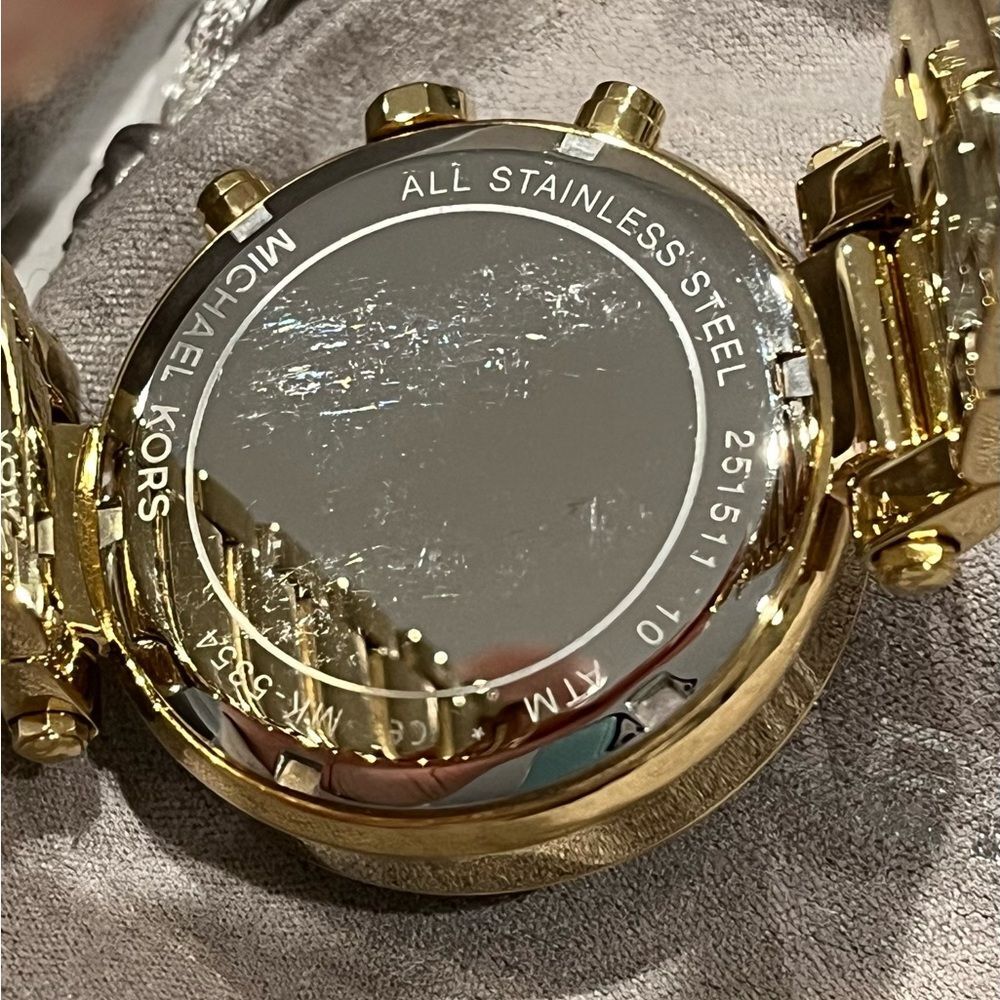 Michael Kors jeweled gold colored watch with box, bag,‎ pillow needs batteries Running* Michael Kors MK3158 Gold Tone Stainless Women main image 3