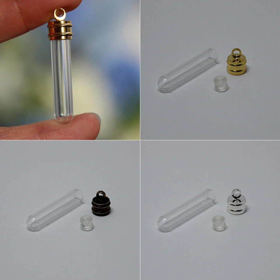 Mini botella de vidrio vacía transparente de 10 piezas collar colgante de deseos frasco joyería artesanía navideña - Imagen 2 de 4