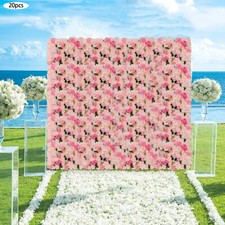 20 Pieces Flower Wall Panel Artificial Floral Backdrop Wall Decoration Backdrop