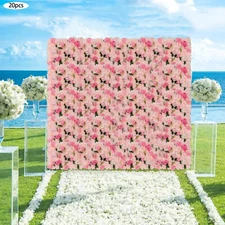 20 Pieces Flower Wall Panel Artificial Floral Backdrop Wall Decoration Backdrop