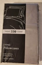 Grace Home Fashions 330-Thread Count 100 Cotton King Pillowcases Grey
