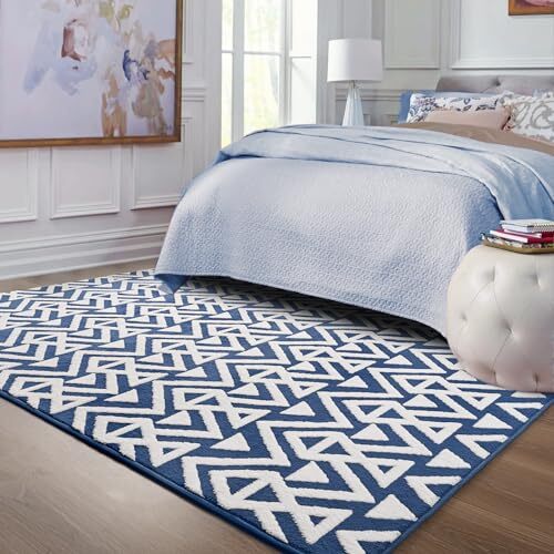 Tapis hirsutes ultra doux moquette de chambre à mémoire de forme 7 x 10 pieds 7 x 10 pieds bleu - Photo 2 sur 6