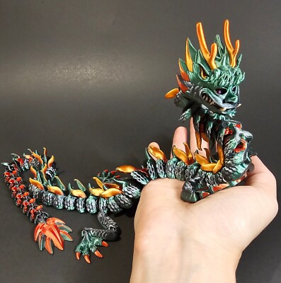 3D Printed Dragon Articulated Fidget Toy 21.25 in or 54 cm long. Home Decor