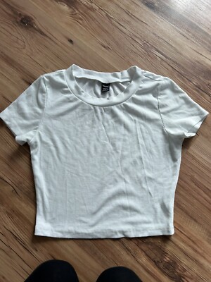 Shein white cropped short sleeve t shirt top UK