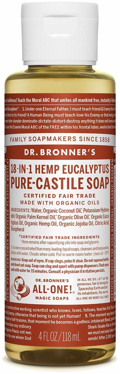 Dr Bronner's / Bronners 18-In-1 Hemp Eucalyptus Pure-Castile Soap 4 oz Organic