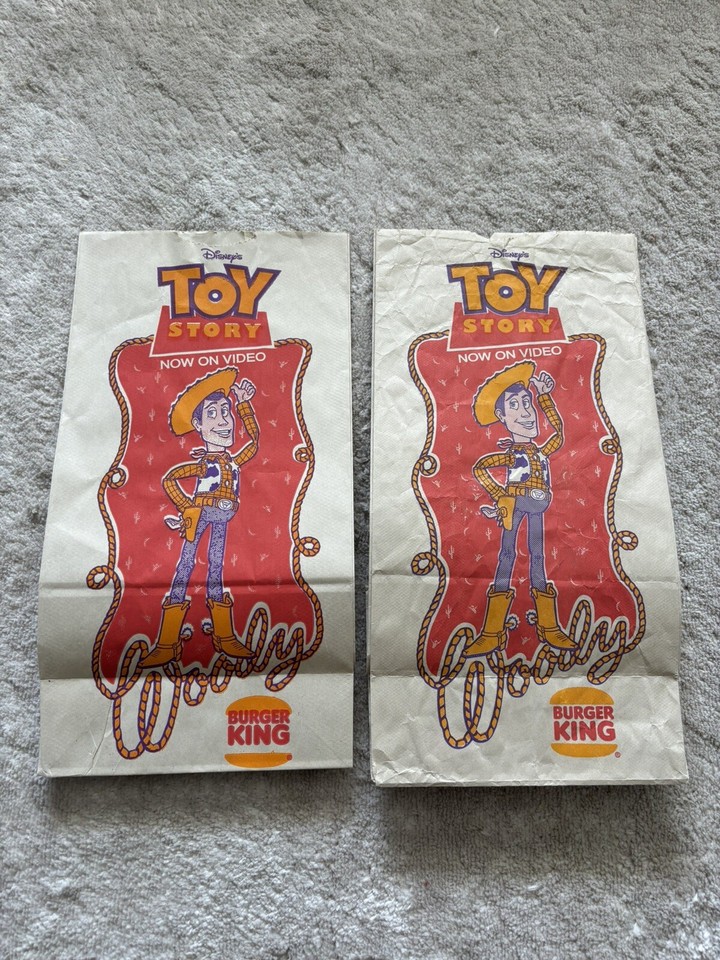 NEW Toy Story Set Burger King Happy Meal Bags Buzz Woody RC Slink Dog