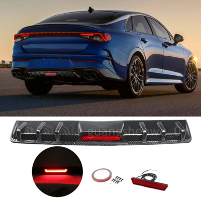 Rear Bumper Diffuser Lip w/LED Tail Brake Light Trim For Kia K5 GT-Line 2021-24
