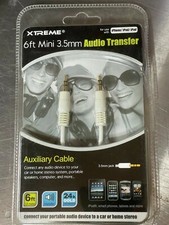 Brand NEW Xtreme Cables 3.5mm Mini Audio Auxiliary Transfer Cable 6ft 