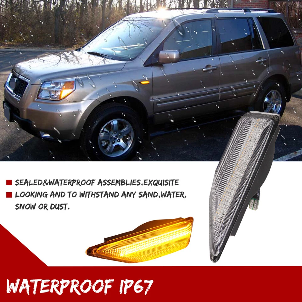 Luz de señalización delantera LED ámbar transparente euro 2 piezas para Honda Element SC 2009-2010 Foto 4 de 4