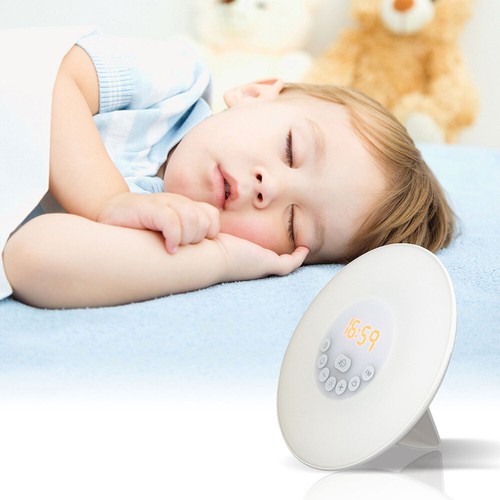 LED Digital Alarm Clock Sunrise Light Simulation Nature Sound Bedside Radio Lamp - Picture 10 of 15