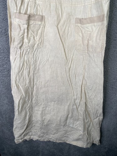 Laura Ashley Maxi Dress Women Size 4 Beige 100% Linen Pocket Sleeveless V-Neck - Picture 4 of 13