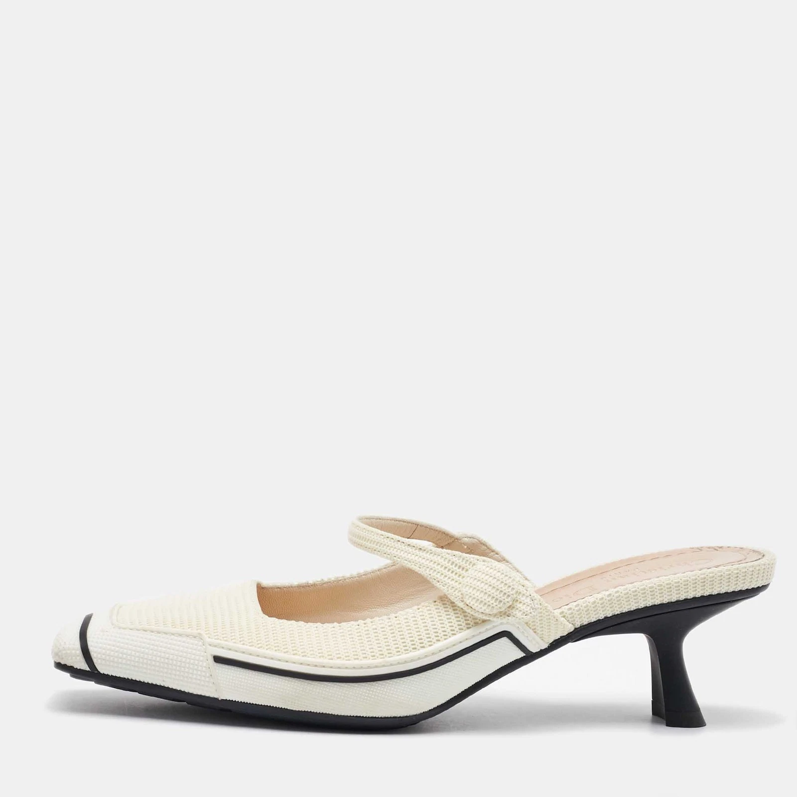 Mules Dior blanc tissu et caoutchouc D motion taille 36,5
