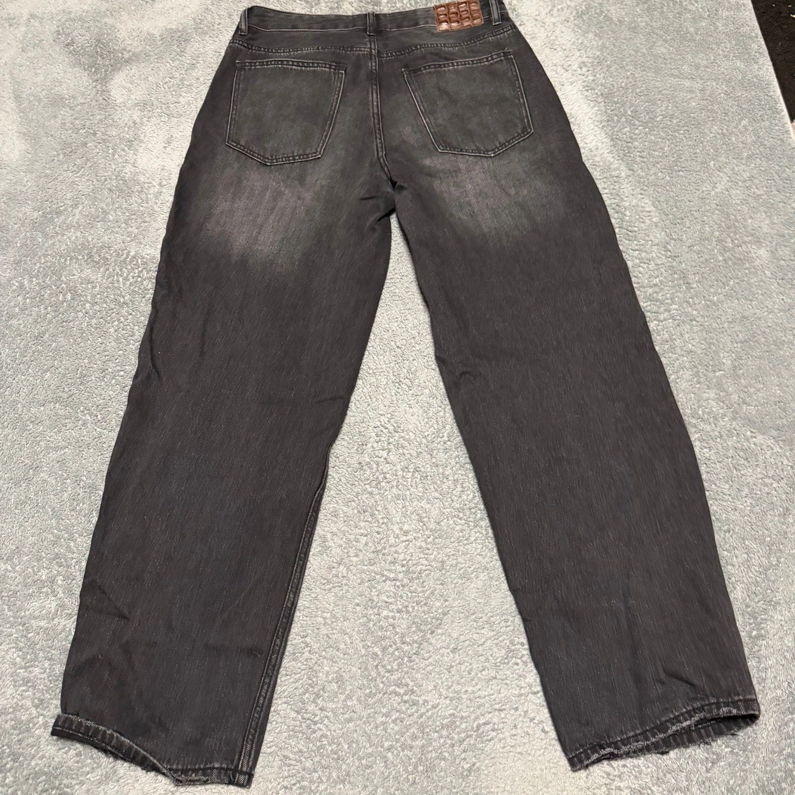 Mutimer Jeans Mens 34 x31.5 Black Dark Wash Baggy Wide-Leg Relaxed Fit - product detail image 3