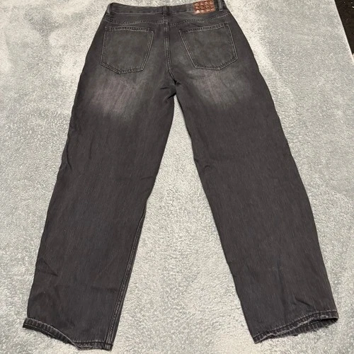 Mutimer Jeans Mens 34 x31.5 Black Dark Wash Baggy Wide-Leg Relaxed Fit image 3
