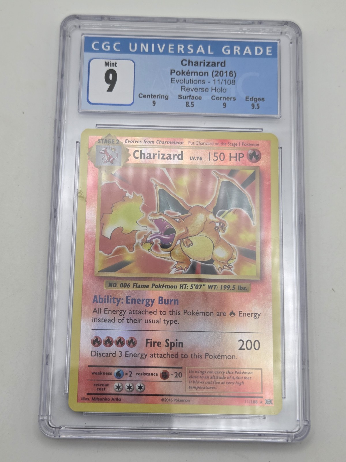 CGC 9 Charizard 11/108 Evolutions 2016 Reverse Holo English 150 HP