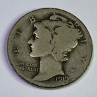 1919 D Mercury Dime, 90% Silver, Nice, Very Low Mintage!