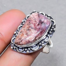 Russian Charoite 925 Sterling Silver Gemstone Handmade Jewelry Ring 9" RP 4559