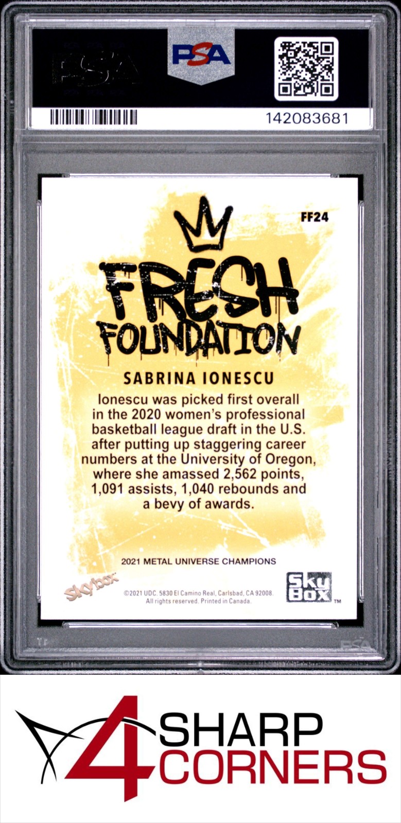 2021 SKYBOX METAL UNIVERSE CHAMPION FRESH FOUNDATION SABRINA IONESCU POP 6 PSA 9 view 2