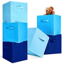 11 x 10. 5 x 10. 5 Storage Cube, 6 Pack Fabric Cube Storage Bins Blue