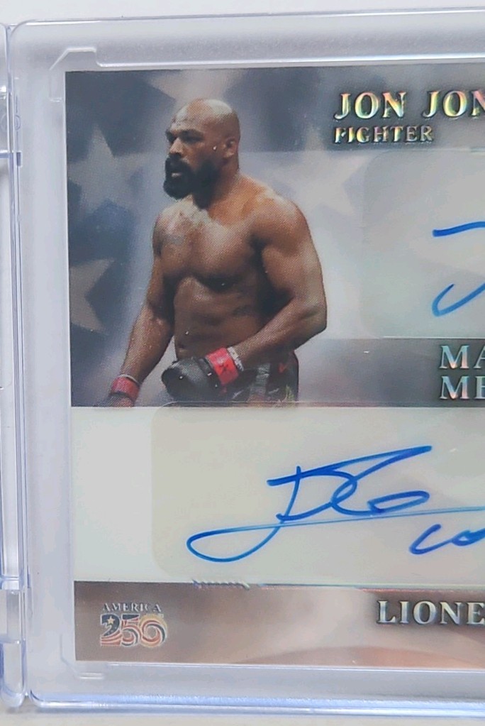 True 1/1 Lionel Messi And Jon Jones Dual Auto 2026 Matte Metal 250 view 9