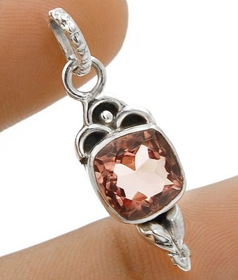 Natural 3CT Pink Amethyst 925 Sterling Silver Pendant 1 1/4'' Long @B11-6