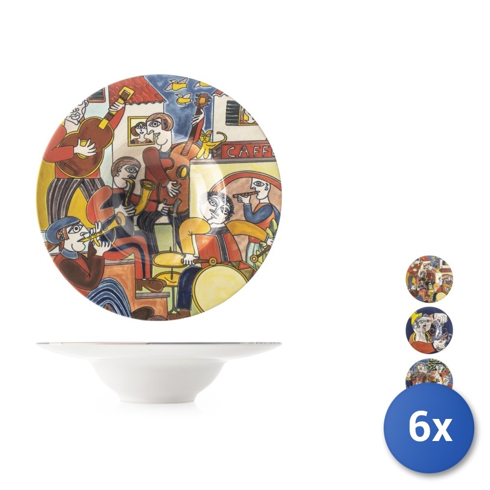 6X H&H Pablo Decorated Pasta Plates 28Cm