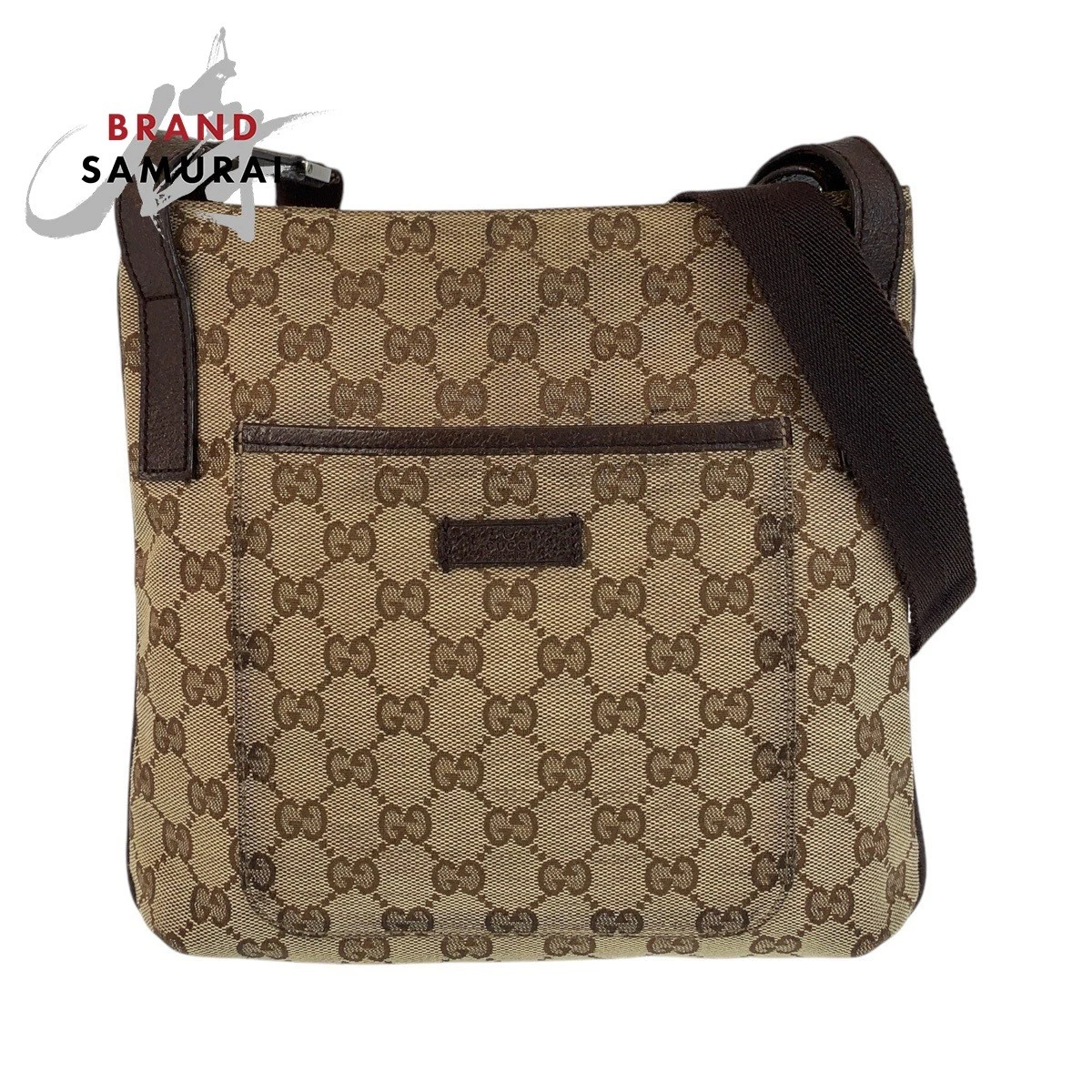 Gucci Sac à bandoulière marron beige Gg toile cuir 122793 Messenger pour femme 4112