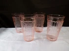 Set of 4 Hocking Pink Depression Glass Mayfair Flat Ice Iced Tea Tumblers 5 1/4"