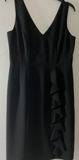 SPENSE Black Sheath Dress Women Sz 8 Polyester V-Neck Sleeveless Knee Length