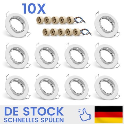 10 Pack LED Einbaustrahler Rahmen GU10 Fassung Set Rund Einbauleuchte MR16 230V