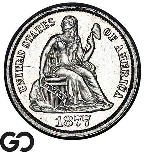 1877 Seated Liberty Dime, Proof-Like, BU++ PL