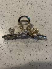 Rinestone Gold-tone Sea Mermaid Hair Clip Claw Clamp Barrette Hairpiece Hairtie