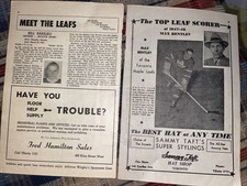 1947-48 MAX BENTLEY NHL HOCKEY ADS BILL BARILKO TORONTO MAPLE LEAFS PROGRAM PAGE