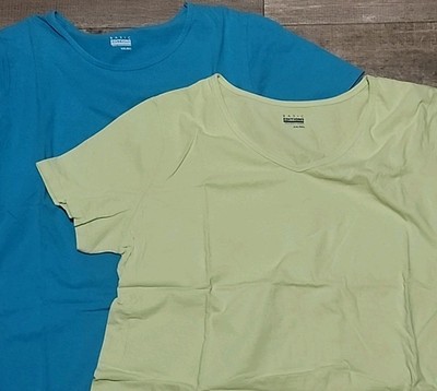 Set Of Two Womens Tops Size XXL Basic Editions Teal And Lime Green