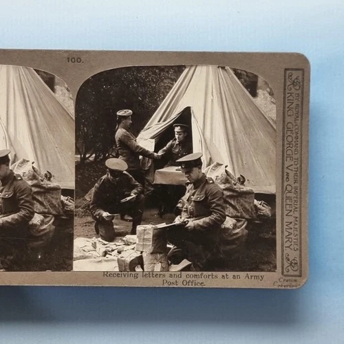 WW1 Military Stereoview C1916 Real Photo Field Post Office Royal Engineer Writes
