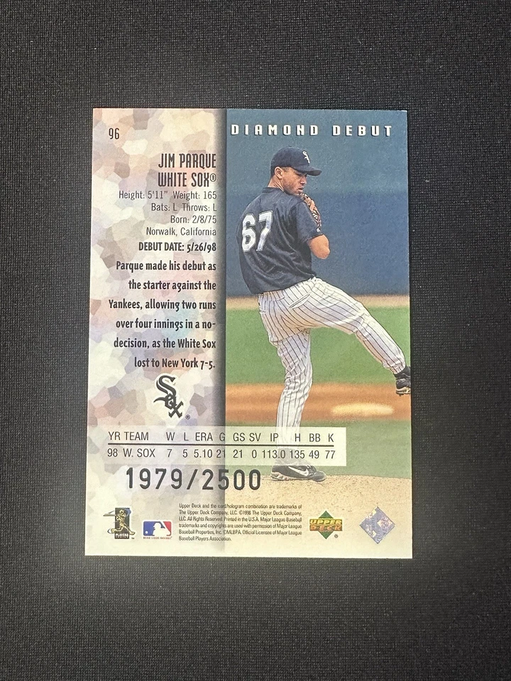 1999 Upper Deck Black Diamond Jim Parque Double Diamond Debut /2500 - Image 2 of 2