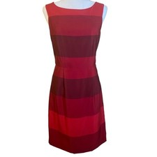 Banana Republic Sheath Dress 4 Red Colorblock Sleeveless Career Cocktail Lined