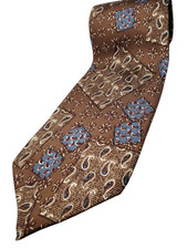 LIBERTY OF LONDON made in USA 100% Silk Tie 56" Short Brown Blue Paisley NEW