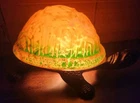 Vintage Turtle Gold Accent Lamp Amber Glass Shell Night Light, Tiffany Style