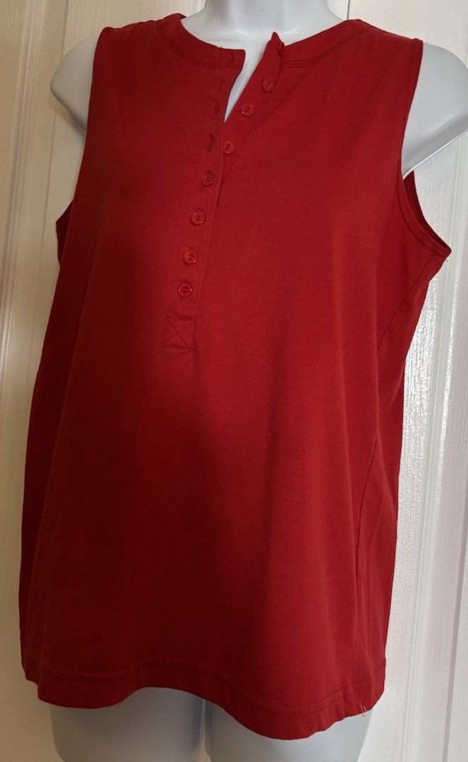 Vintage Basic essentials Red Sleeveless Button Ta… - image 5