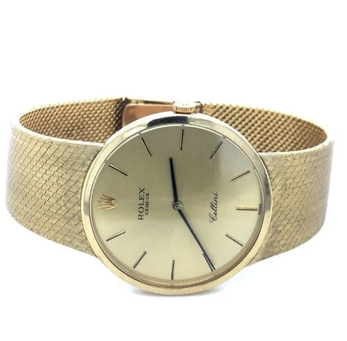 Vintage 18K Solid Yellow Gold Rolex Cellini 36mm Winding Watch 63.50 Grams ~Mint